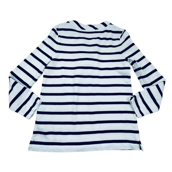 Kate Spade Tropez Navy Blue & White Nautical Striped Bow Detail Top Women's L - Picture 4 of 6
